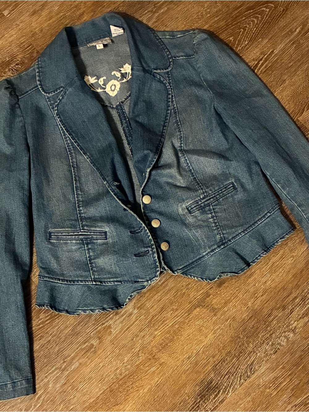 Roper Women’s Denim Embroidered Blazer Jacket Size L Western
